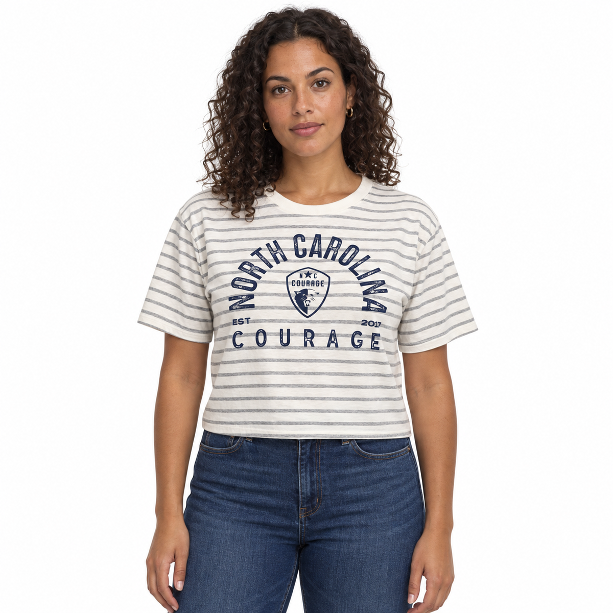NC Courage Women's Striped Boxy Tee