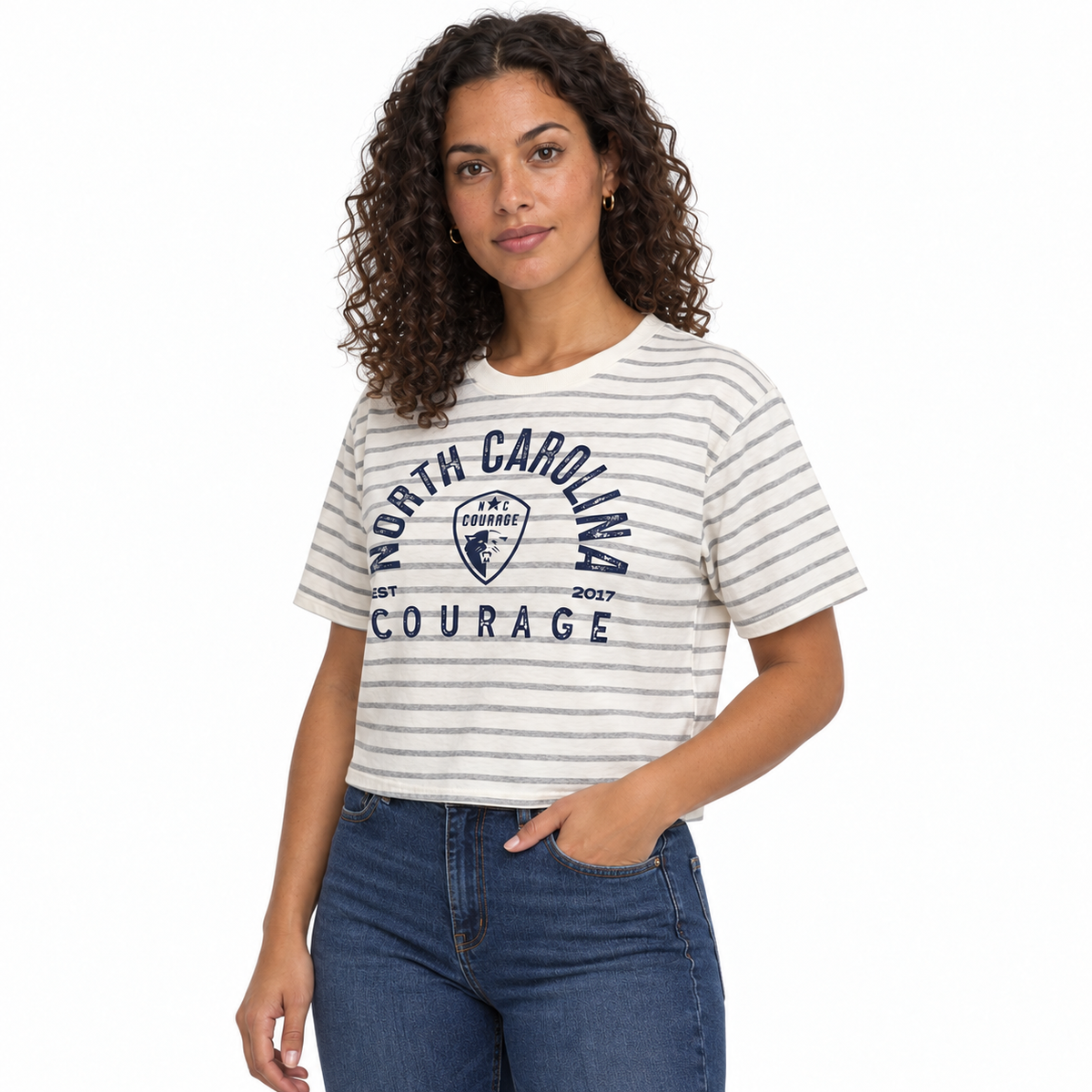 NC Courage Women's Striped Boxy Tee