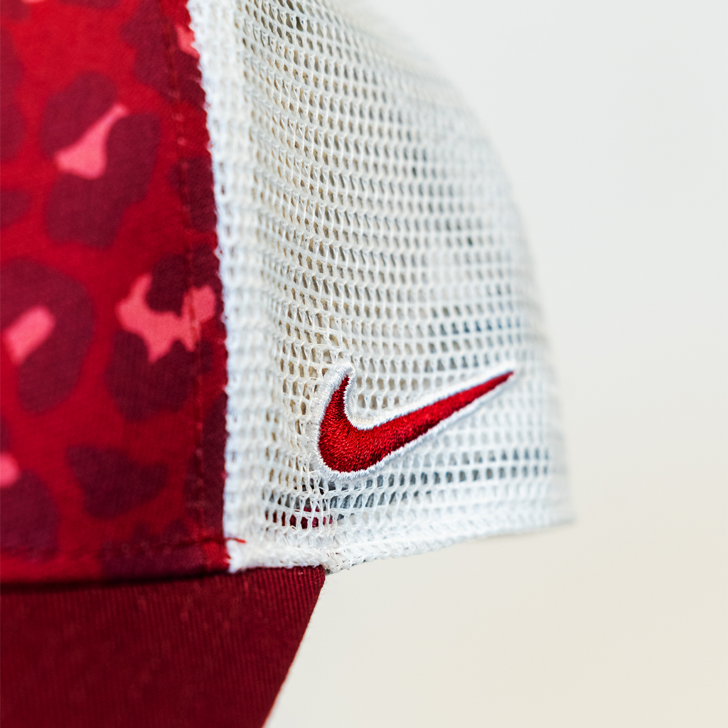 Closeup of Nike logo on the side of the Trucker Hat