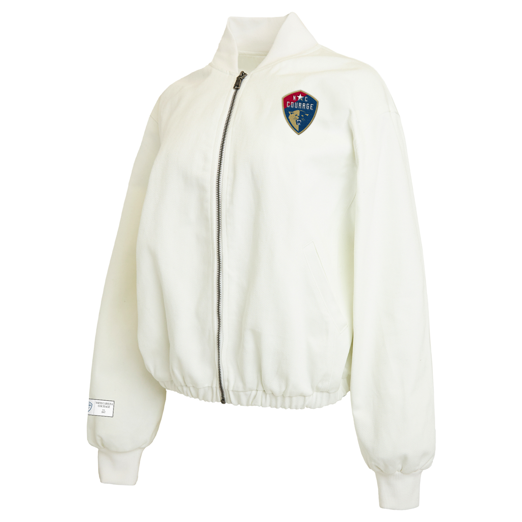 NC Courage Women's White Denim Bomber