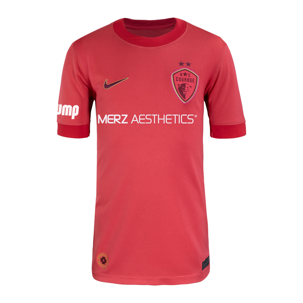 Pink sports jersey with branding on a white background