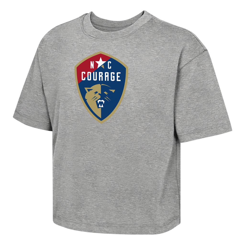 Grey Girls T-Shirt with a Courage Logo on the front