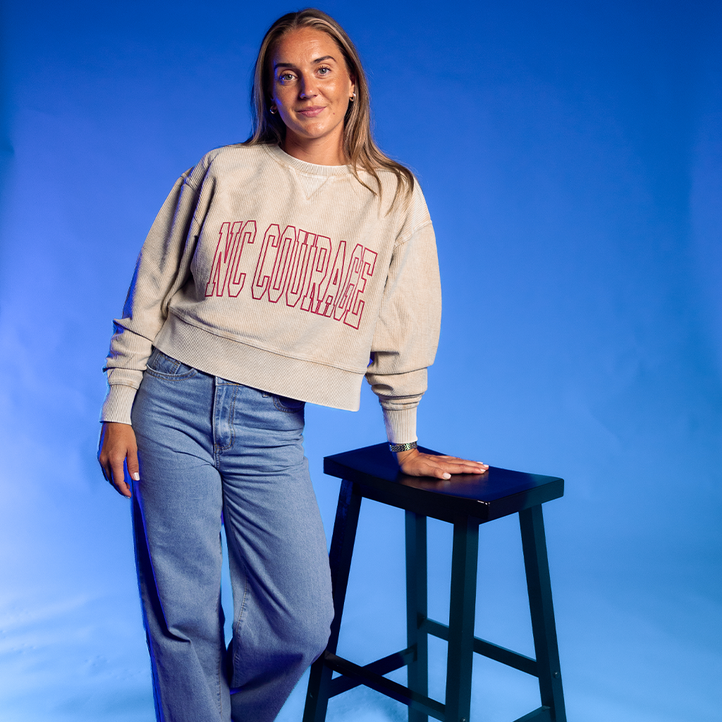 NC Courage Women's Latte Corded Crewneck