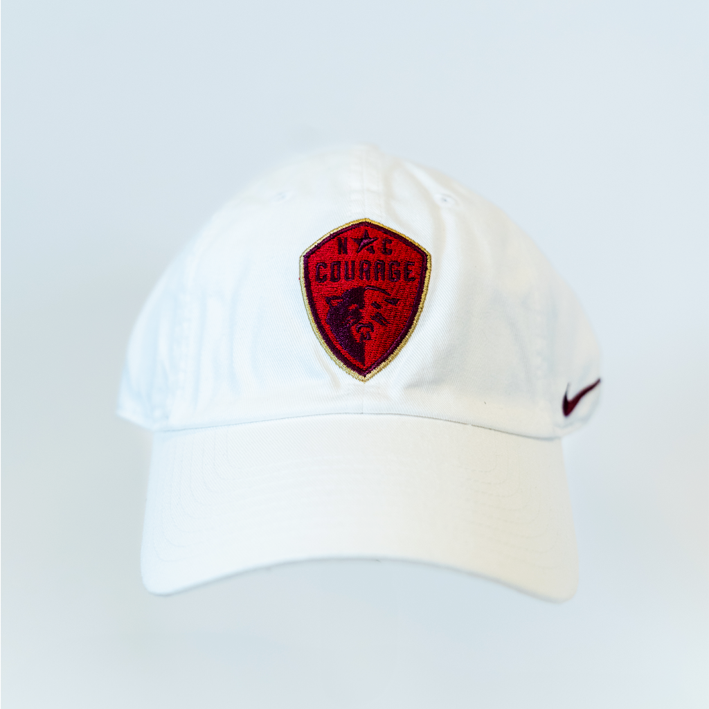 White Nike Hat with pink North Carolina Courage logo centered