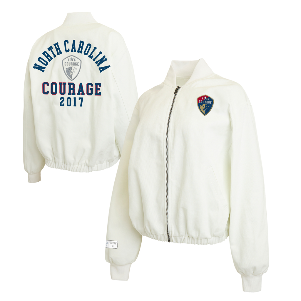 NC Courage Women's White Denim Bomber