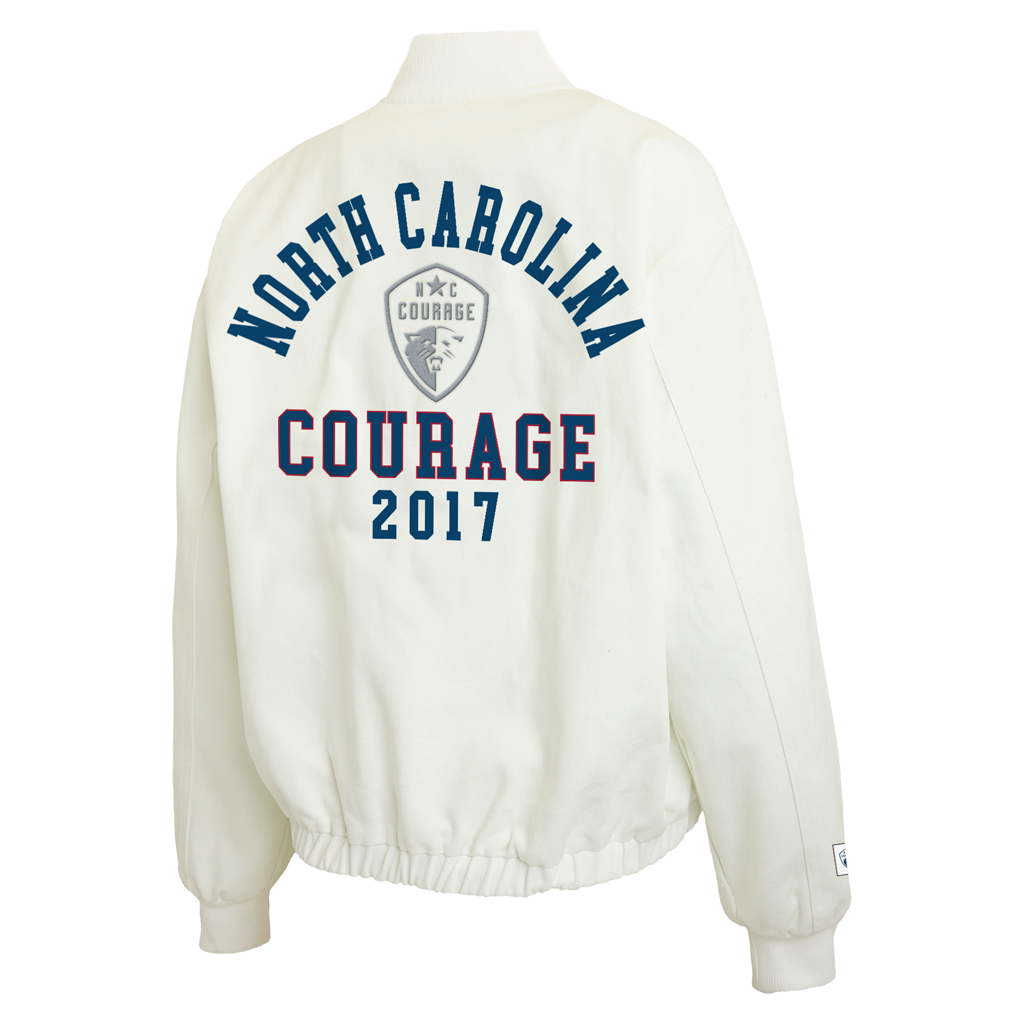 NC Courage Women's White Denim Bomber
