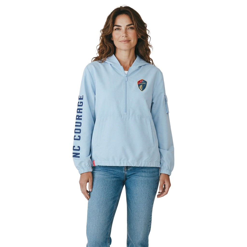 NC Courage Women's Light Blue Rain Resistant 1/4 Zip