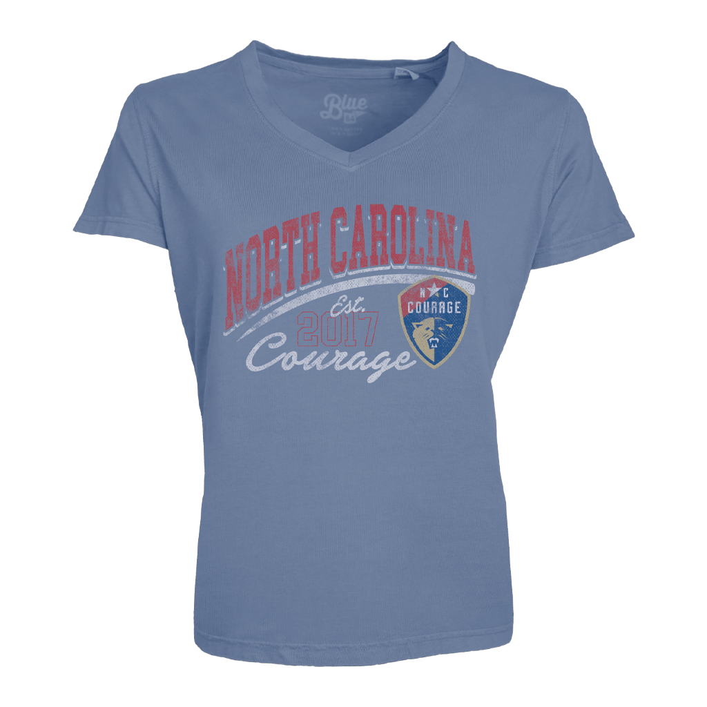 NC Courage Women's L. Blue V-Neck Tee