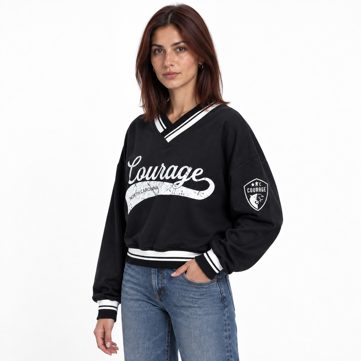 NC Courage Oversized V-Neck Pullover Windbreaker