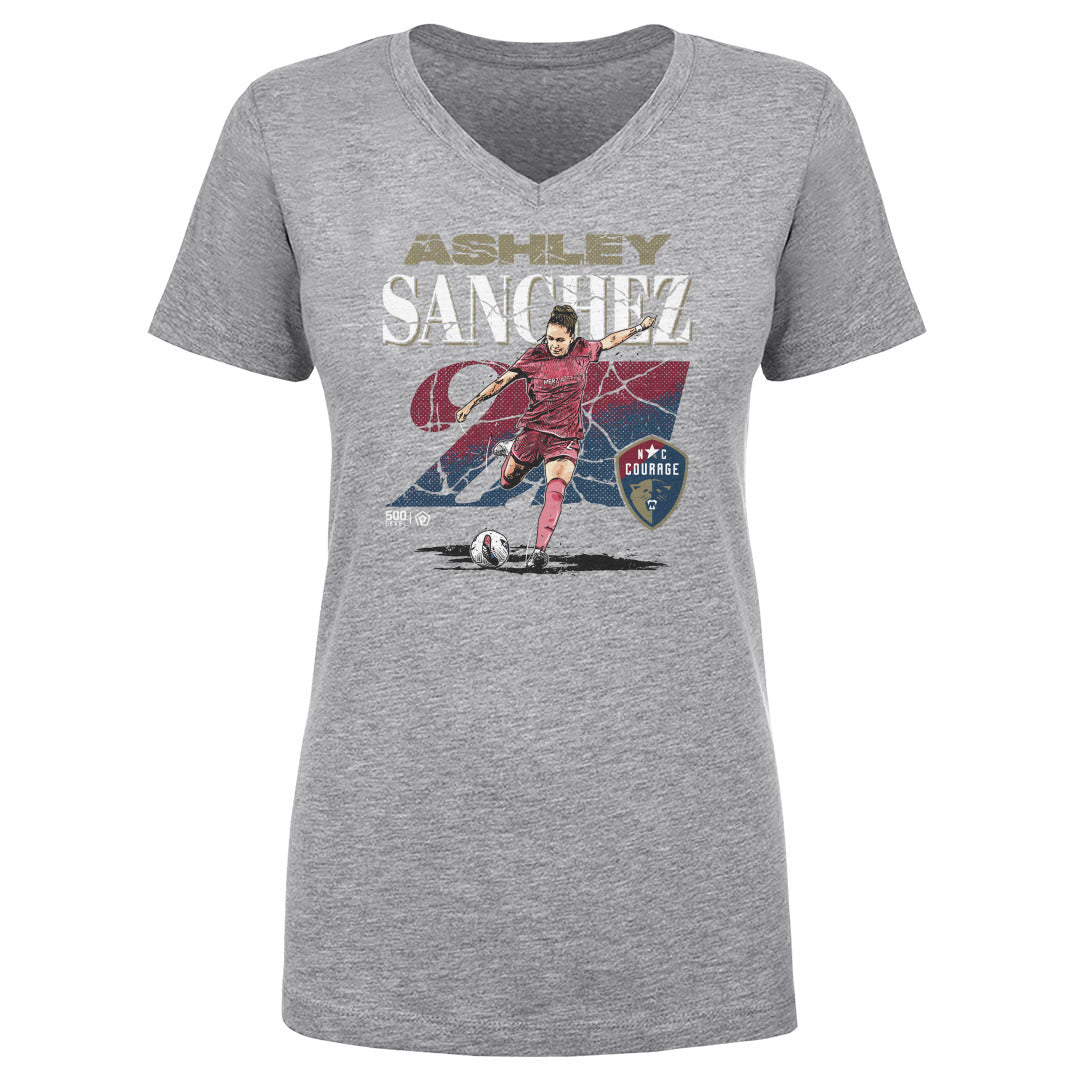 Ashley Sanchez NC Courage Cracked Women's V-Neck Tee