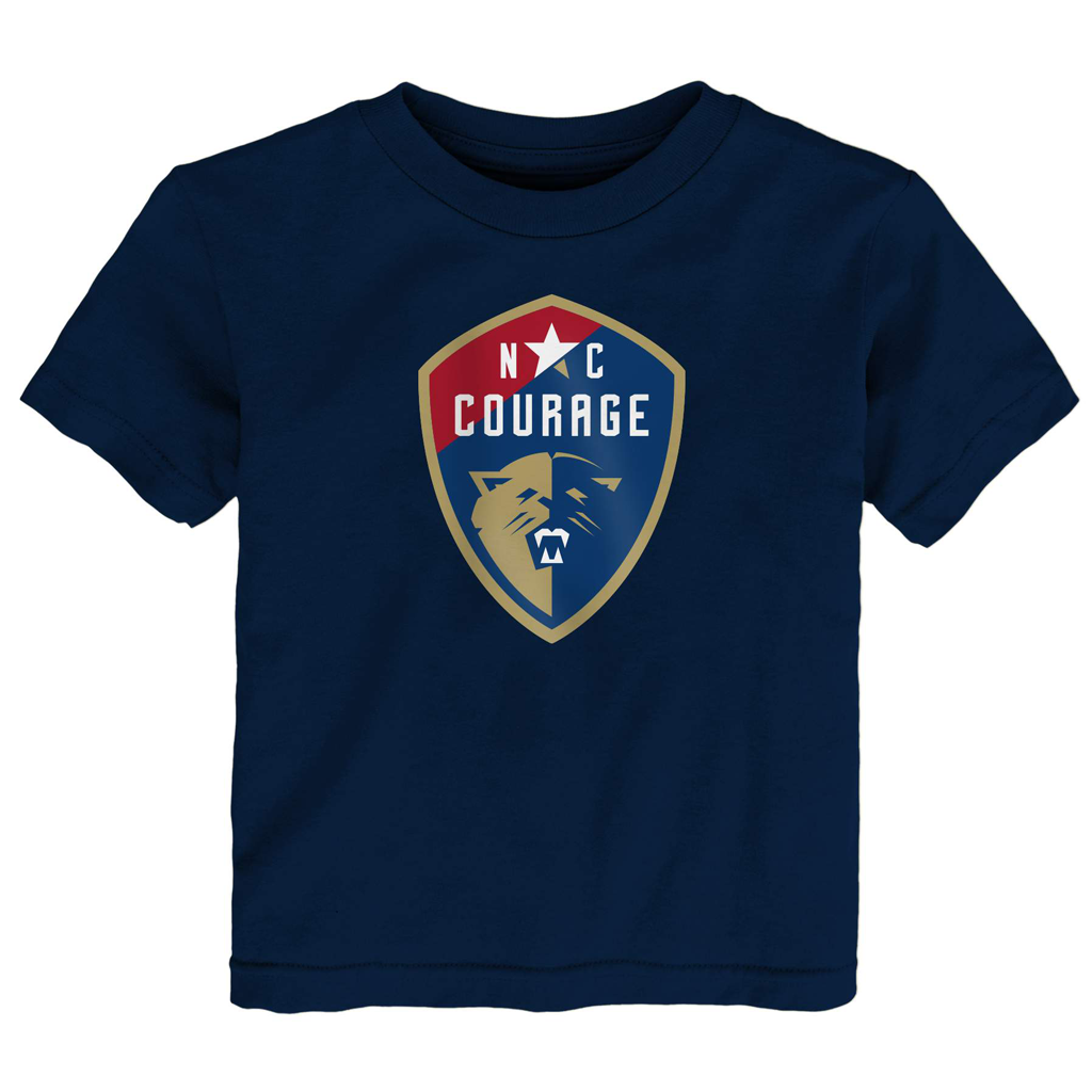 Navy Youth Tee with the Courage Crest on the Front