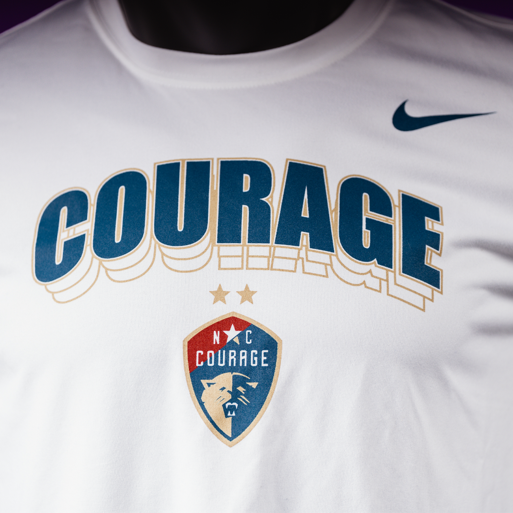 NC Courage Arched Name White Dri-Fit Tee
