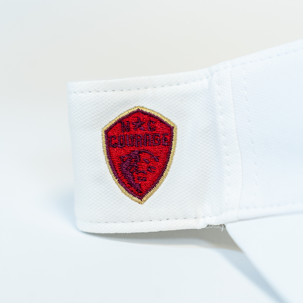 Closeup of the North Carolina Courage logo on the side of the visor