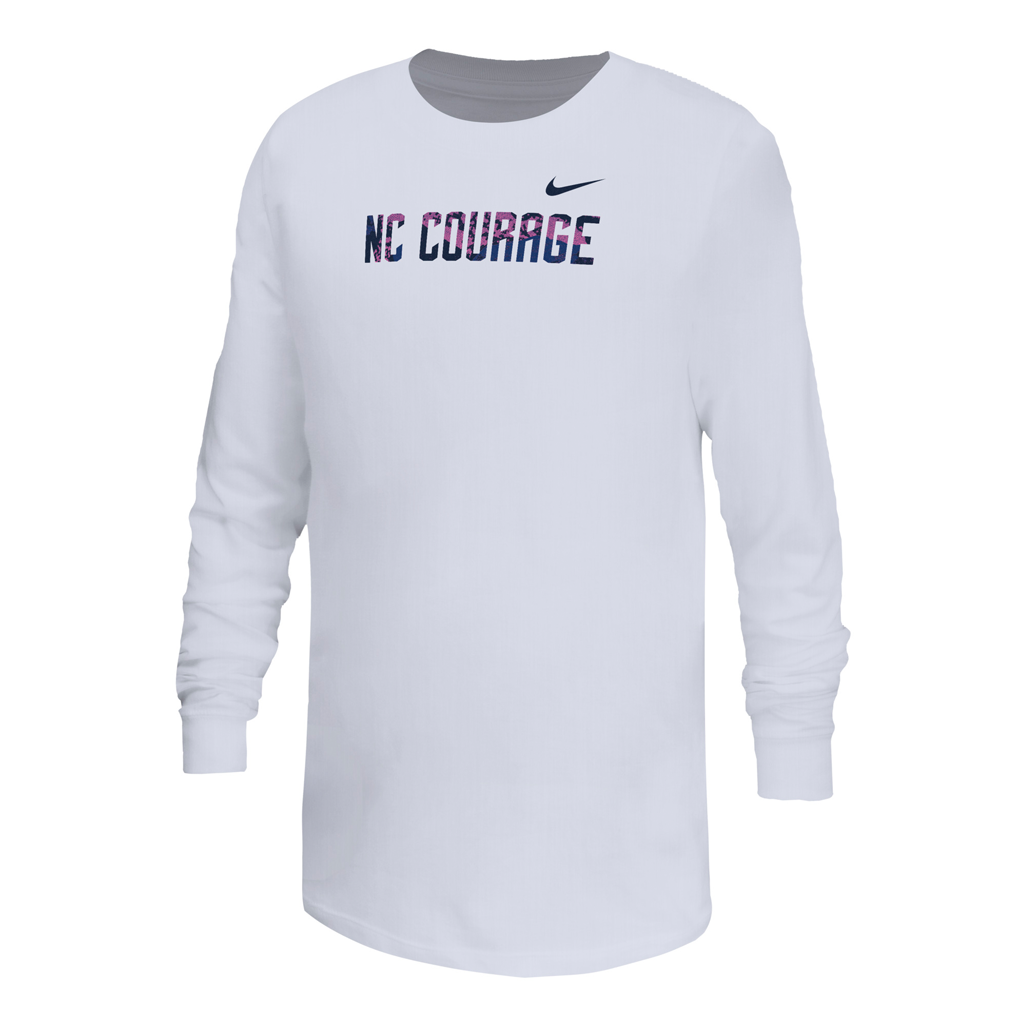 NC Courage Youth White Dri-Fit Long Sleeve Tee